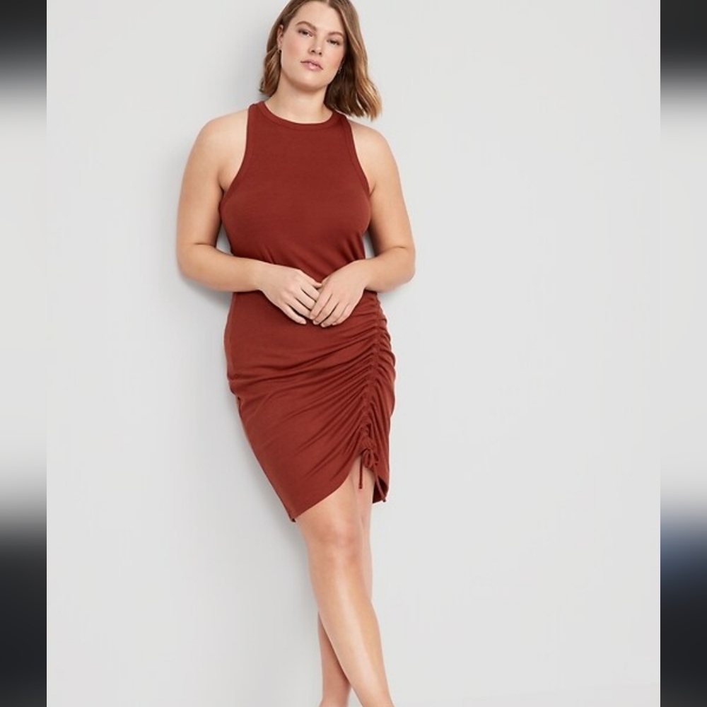 Old Navy UltraLite Racerback Rib-Knit Ruched Dress Size S - Picture 2 of 14